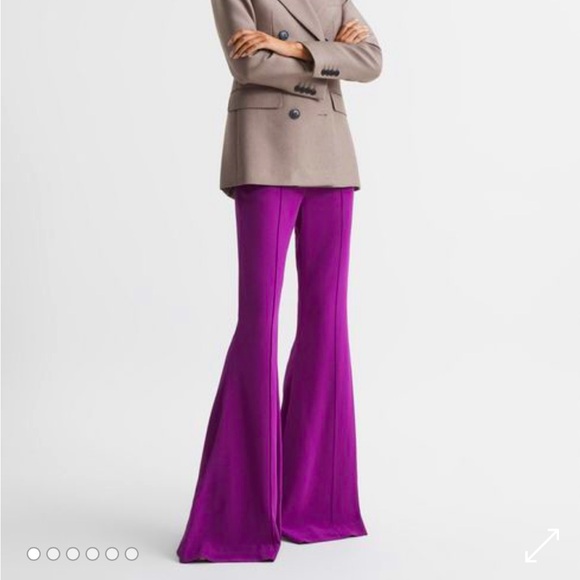 Reiss Pants - Reiss Gabi Fluid Flare Trousers Size 4 Magenta Purple Jewel Tone Extra Wide Leg